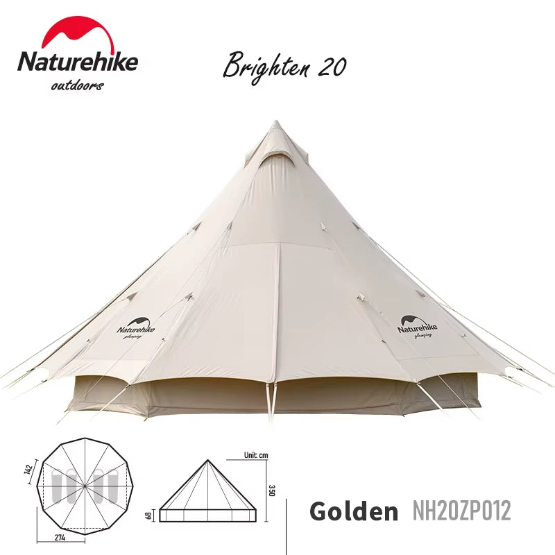 20㎡ Large Camping Tent Tribe Pyramid 3-4 Person Tent Outdoor Windproof Family Tent Luxury Sun Shelter - Brighten20
