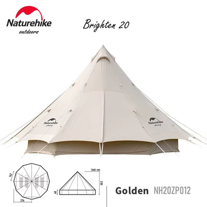 20㎡ Large Camping Tent Tribe Pyramid 3-4 Person Tent Outdoor Windproof Family Tent Luxury Sun Shelter - Brighten20