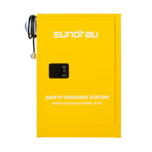 EUNORAU 12-Gallon E-Bike Battery Charging Cabinet – Aluminum, 6 Charging Ports, Smoke Alarm & Dual Switches