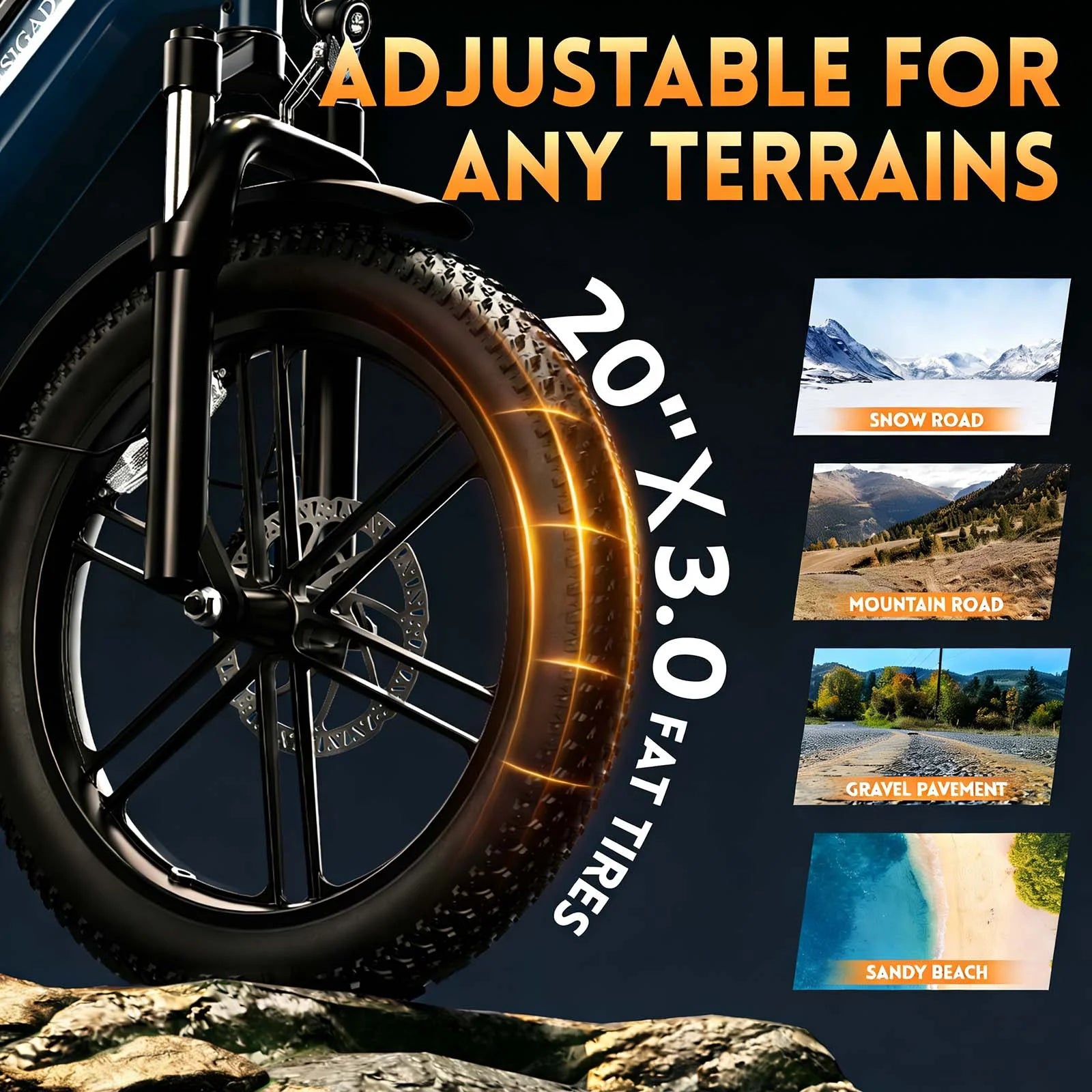 Electric Bike for Adults, Peak 1500W Motor, E Mountain Bike, 20'' Fat Tire Ebike, Fast Cargo Ebikes, Electric Bicycle 48V/15Ah UL2849