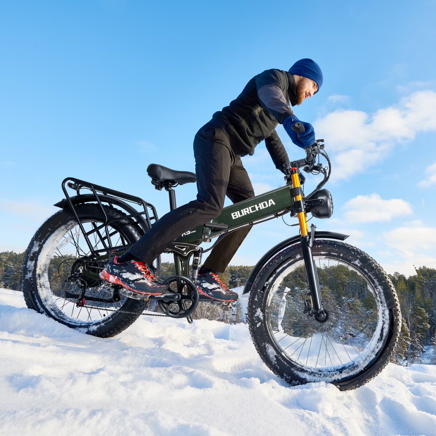 Folding Electric Bike for Adult 26'', 1000W UL2849 48V 40Ah Removable Battery Fat Tire E-Mountain Bike up to 30MPH Long Range off Road Ebike Beach Snow Dual Hydraulic&Brakes Electric Bicycle