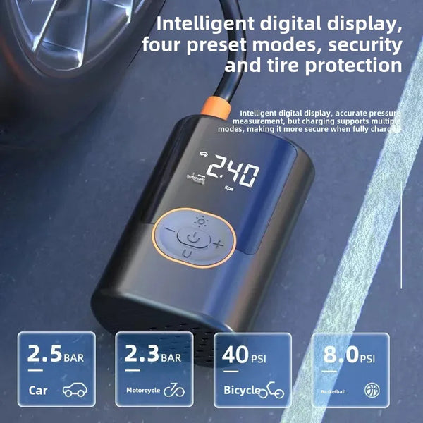 Portable Wireless Car Tire Inflator | Quick Charging Digital Air Pump