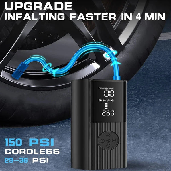 Portable Tire Inflator Pump 8000mAh | Cordless Car Air Compressor 150 PSI