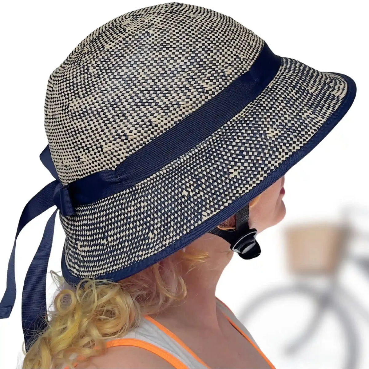 Straw Hat Bike Helmet Shibori Blue - Comfort