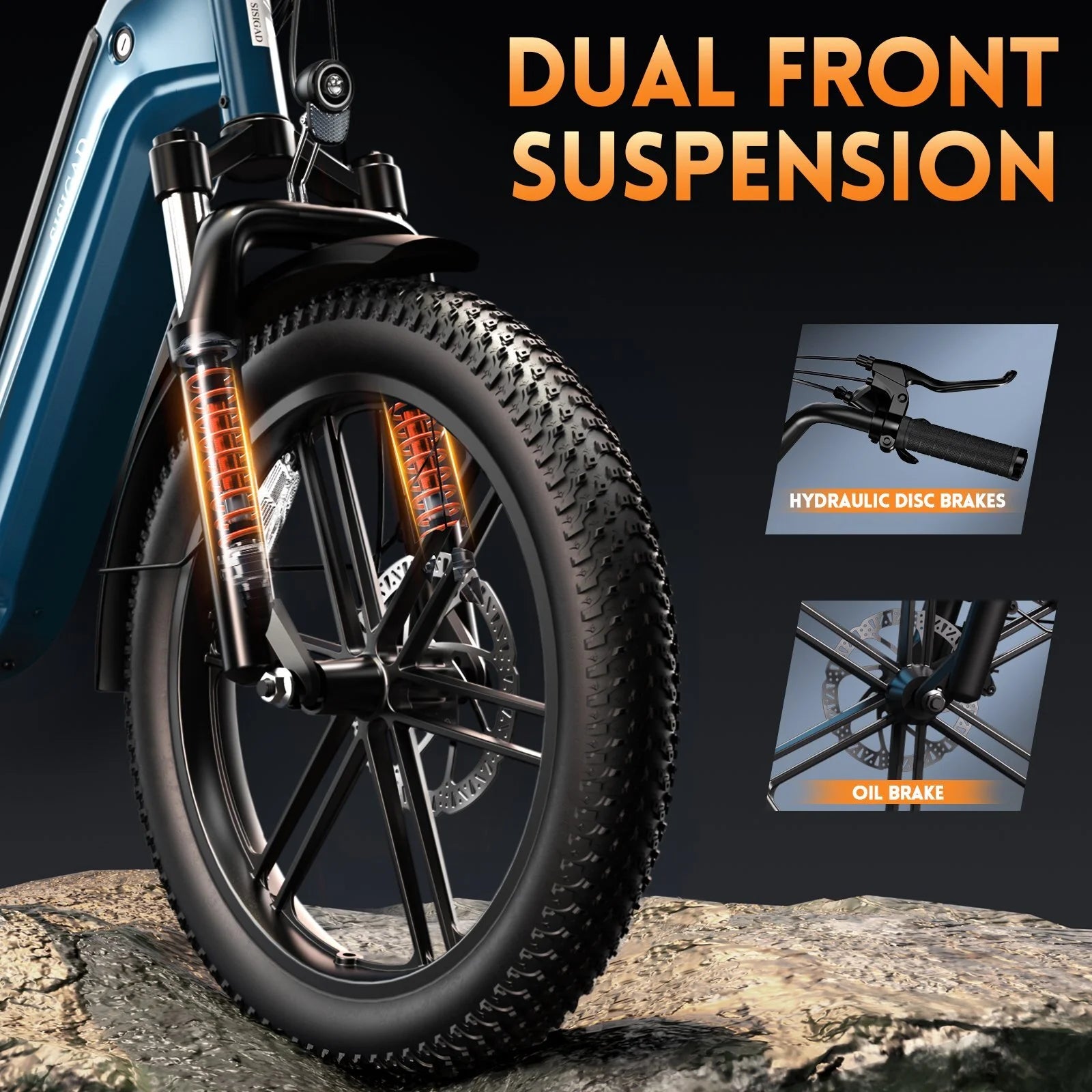 Electric Bike for Adults, Peak 1500W Motor, E Mountain Bike, 20'' Fat Tire Ebike, Fast Cargo Ebikes, Electric Bicycle 48V/15Ah UL2849