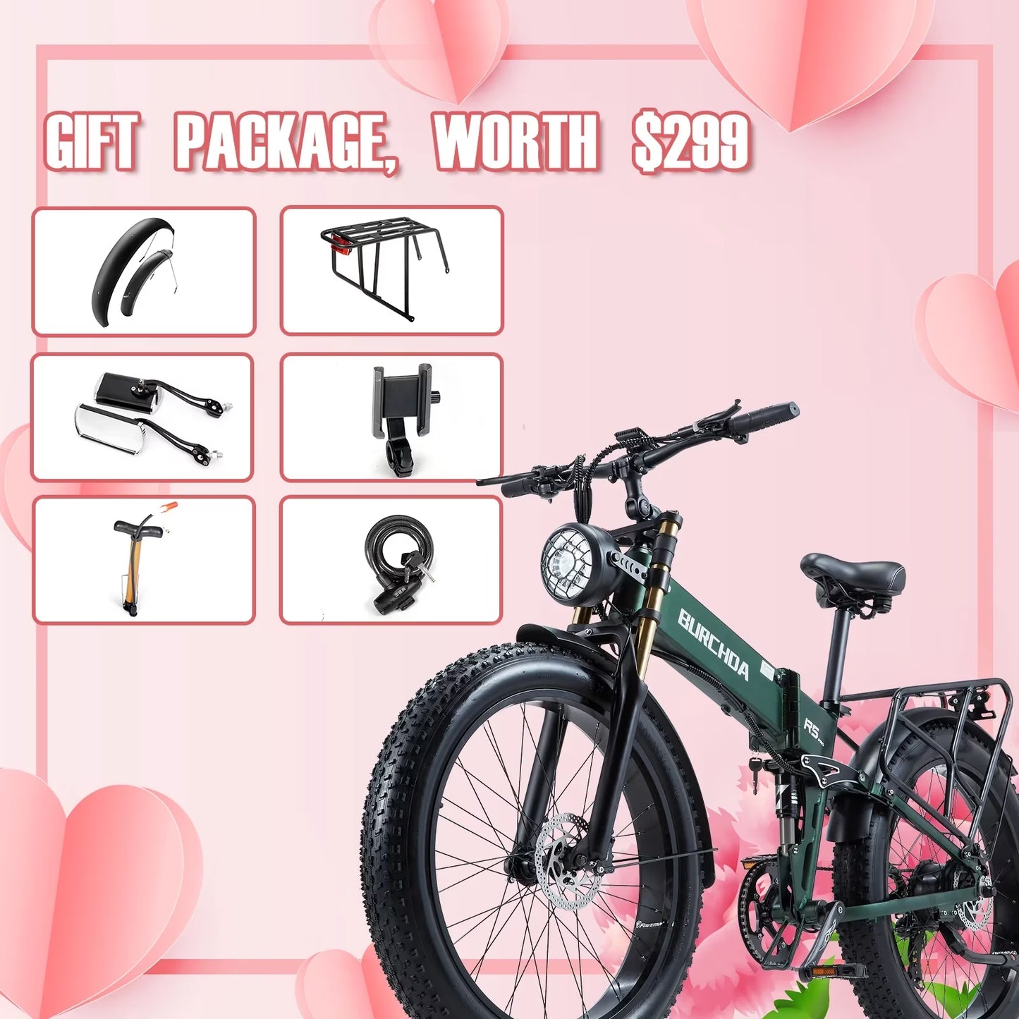 Folding Electric Bike for Adult 26'', 1000W UL2849 48V 40Ah Removable Battery Fat Tire E-Mountain Bike up to 30MPH Long Range off Road Ebike Beach Snow Dual Hydraulic&Brakes Electric Bicycle