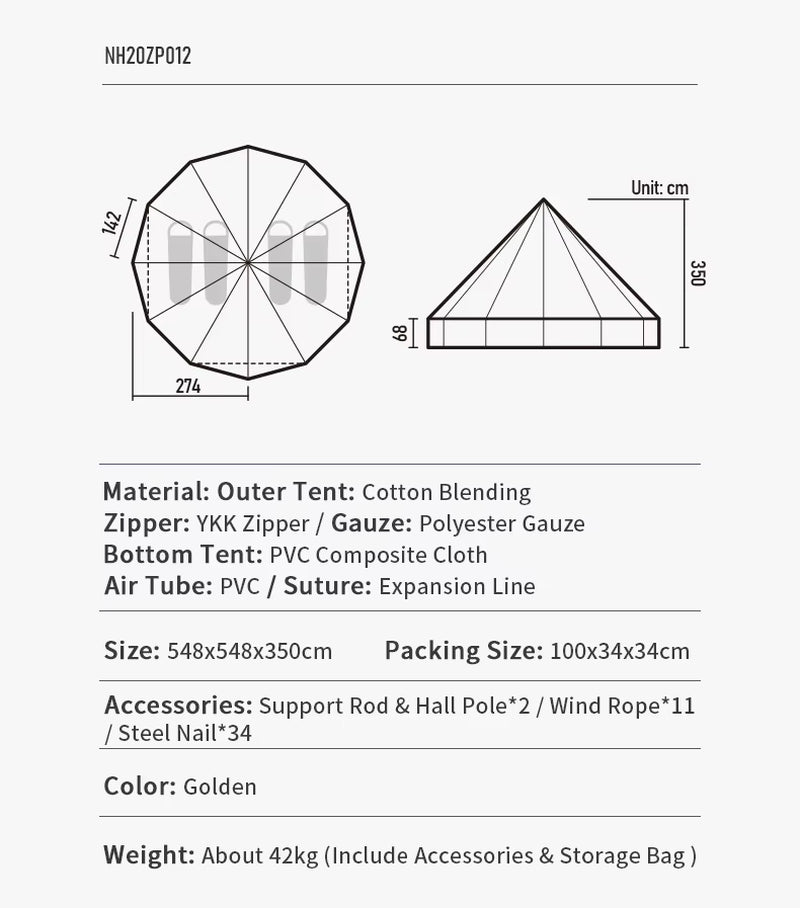 20㎡ Large Camping Tent Tribe Pyramid 3-4 Person Tent Outdoor Windproof Family Tent Luxury Sun Shelter - Brighten20