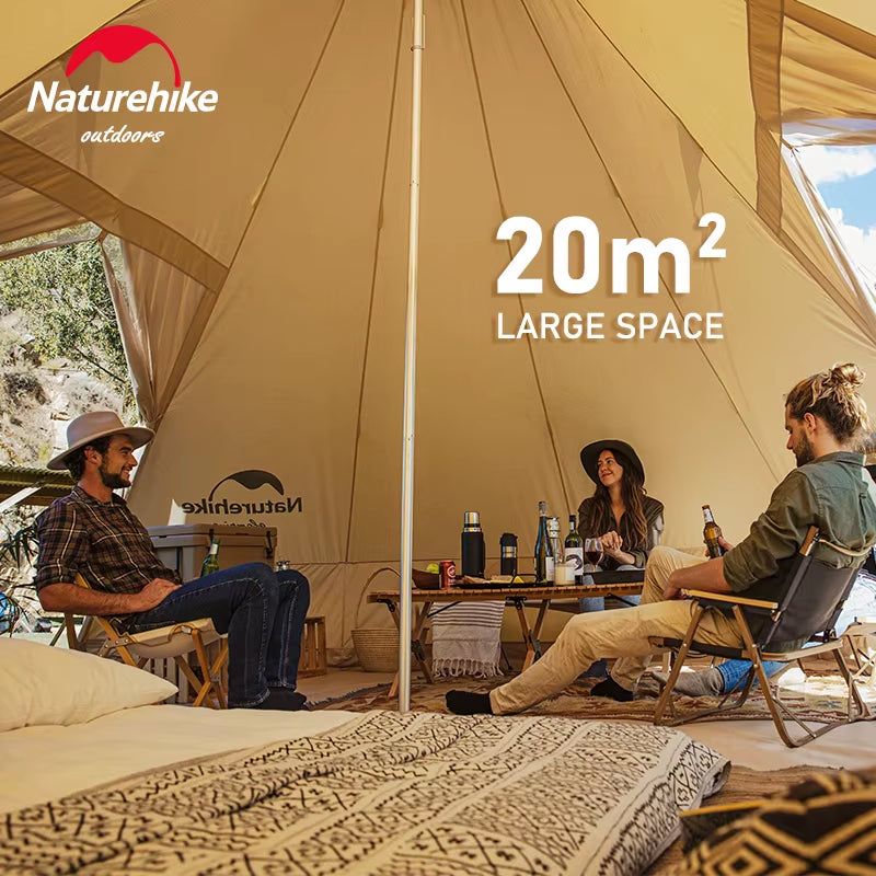 20㎡ Large Camping Tent Tribe Pyramid 3-4 Person Tent Outdoor Windproof Family Tent Luxury Sun Shelter - Brighten20