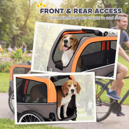 Dog Bike Trailer, Pet Cart Bicycle Carrier with 20" Air Tires, Quick-Release Wheels, Reflectors, Flag
