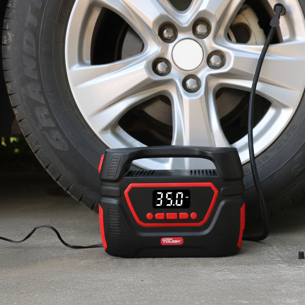 Dual Power Digital Inflator for P195/65R15 Car Tire, Car-Dc 12V or Home-Ac 120V