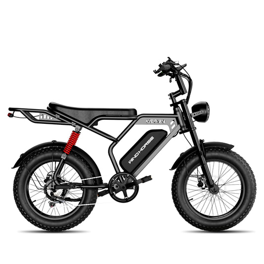 Windhorse V8 Pro Fat Tire E-Bike – 750W Motor, 48V 15.6Ah Battery, Up to 65 Mile Range, Dual Suspension