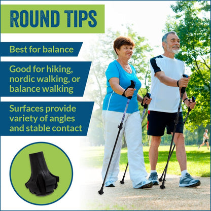 Four Pack of Extra Durable Rubber Replacement Tips (Replacement Feet - Paws - Ferrules - Caps) for Trekking Poles - Fits Most Hiking and Walking Poles.