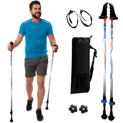 Motivator Walking Poles for Balance and Rehab - Patented Stability Grips - Lightweight, Adjustable, and Collapsible -2 Pieces Adjustable w/flip Locks, Detachable feet and Travel Bag - For Heights up to 6'2"