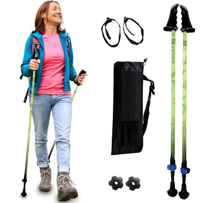Motivator Walking Poles for Balance and Rehab - Patented Stability Grips - Lightweight, Adjustable, and Collapsible -2 Pieces Adjustable w/flip Locks, Detachable feet and Travel Bag - For Heights up to 6'2"