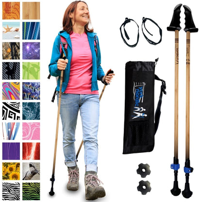 Motivator Walking Poles for Balance and Rehab - Patented Stability Grips - Lightweight, Adjustable, and Collapsible -2 Pieces Adjustable w/flip Locks, Detachable feet and Travel Bag - For Heights up to 6'2"